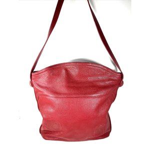 Carlos Falchi Red Leather Crossbody Shoulder Buffalo Bag - Lightly Distressed